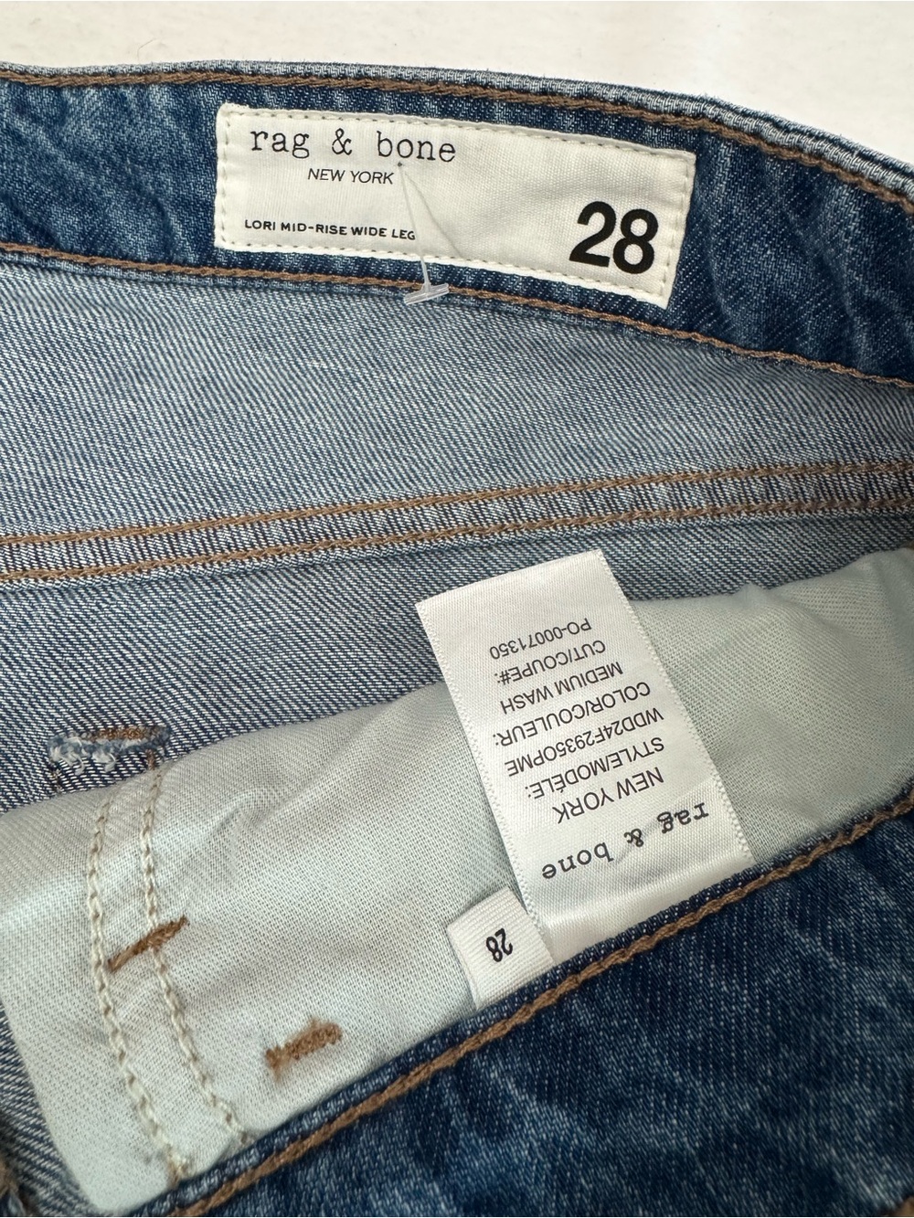 NWT Rag & Bone Lori Mid Rise Wide Leg Jeans Covington Medium Wash Sz28 - Picture 6 of 8